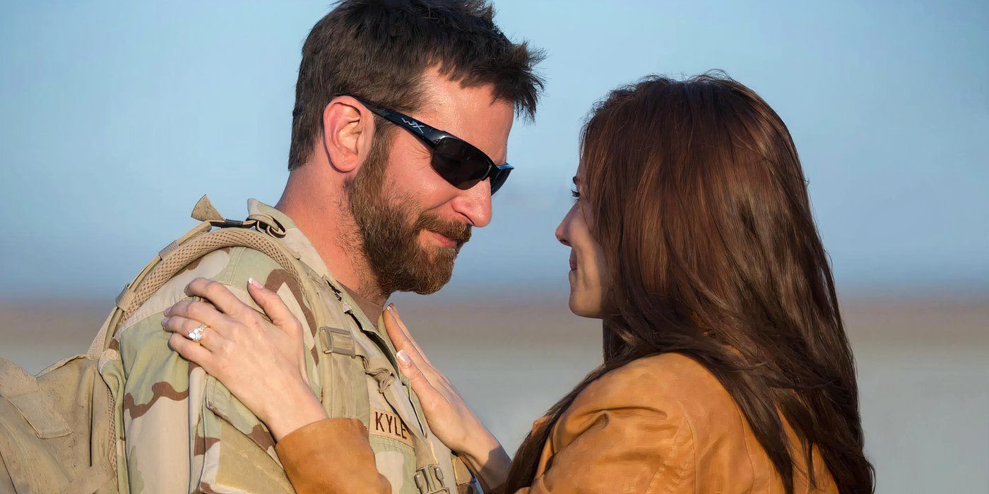 Bradley Cooper looks lovingly at Sienna Miller in American Sniper