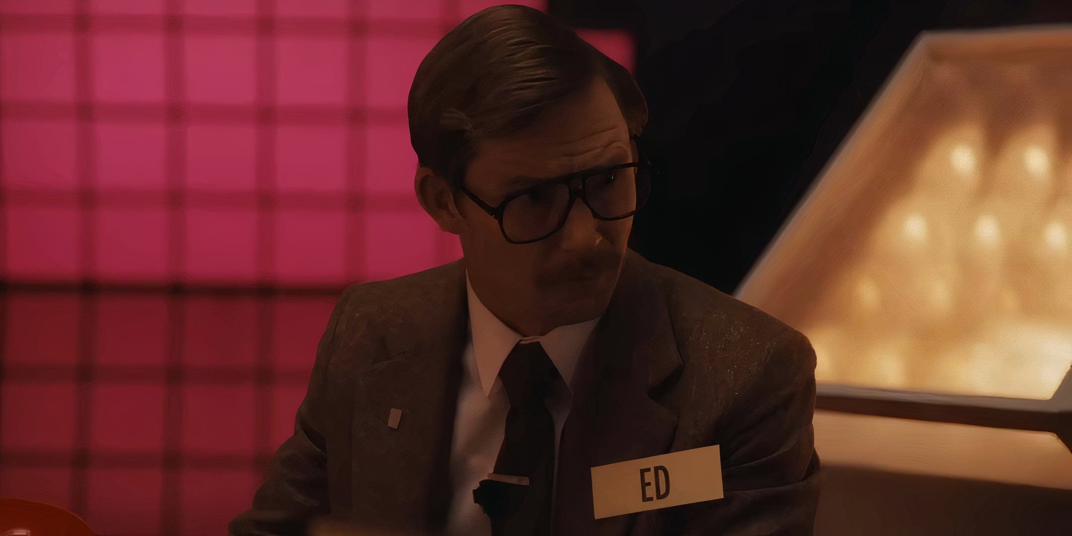 Brian Geraghty's Ed looking worried at Michael in The Luckiest Man in America