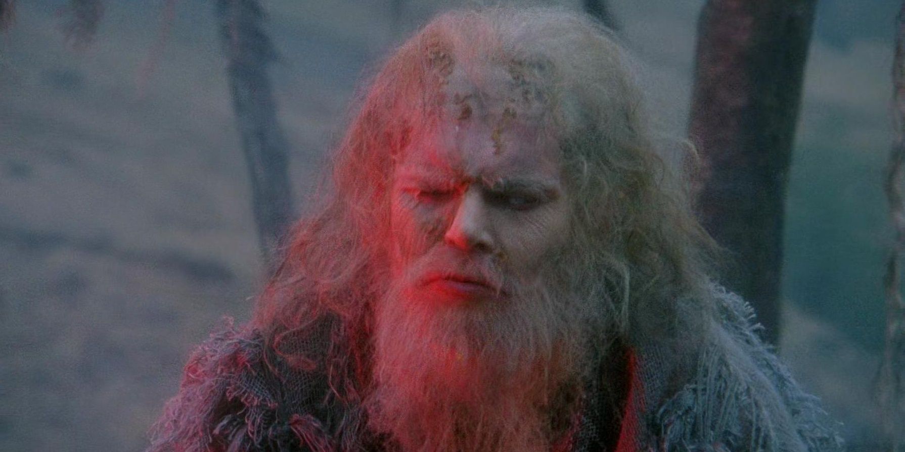 The Bridgekeeper staring ahead in Monty Python and the Holy Grail 