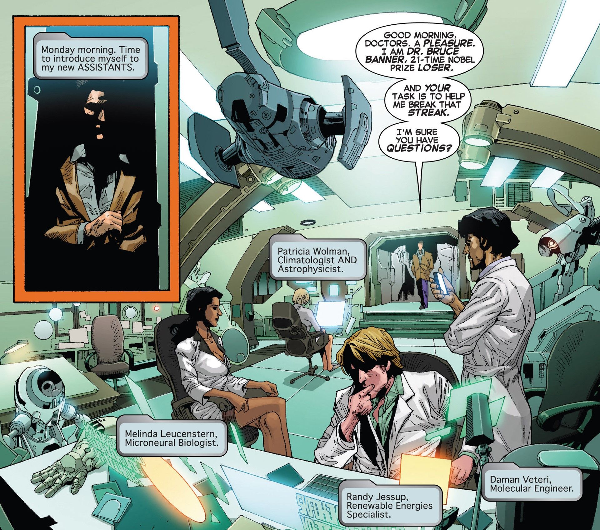 Bruce Banner and His Private Team of Scientists Inside Banner&rsquo;s Secret Base