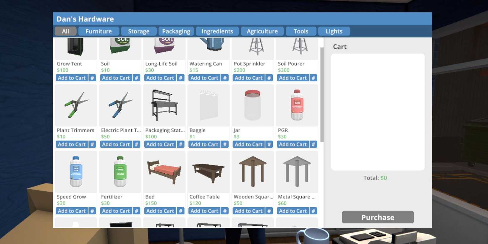 Buying a bed in Schedule 1 from Dan's Hardware.