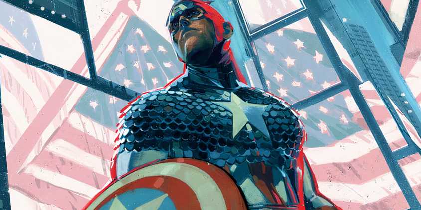 Captain America Holding Shield and Looking Confidently Marvel
