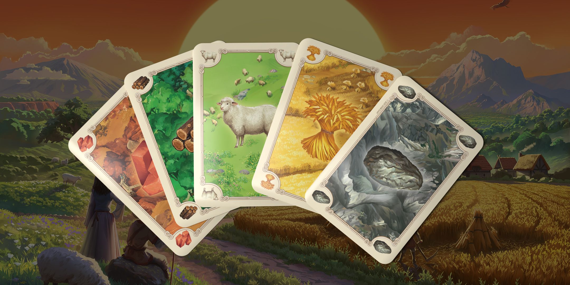 Catan resource cards featuring new art