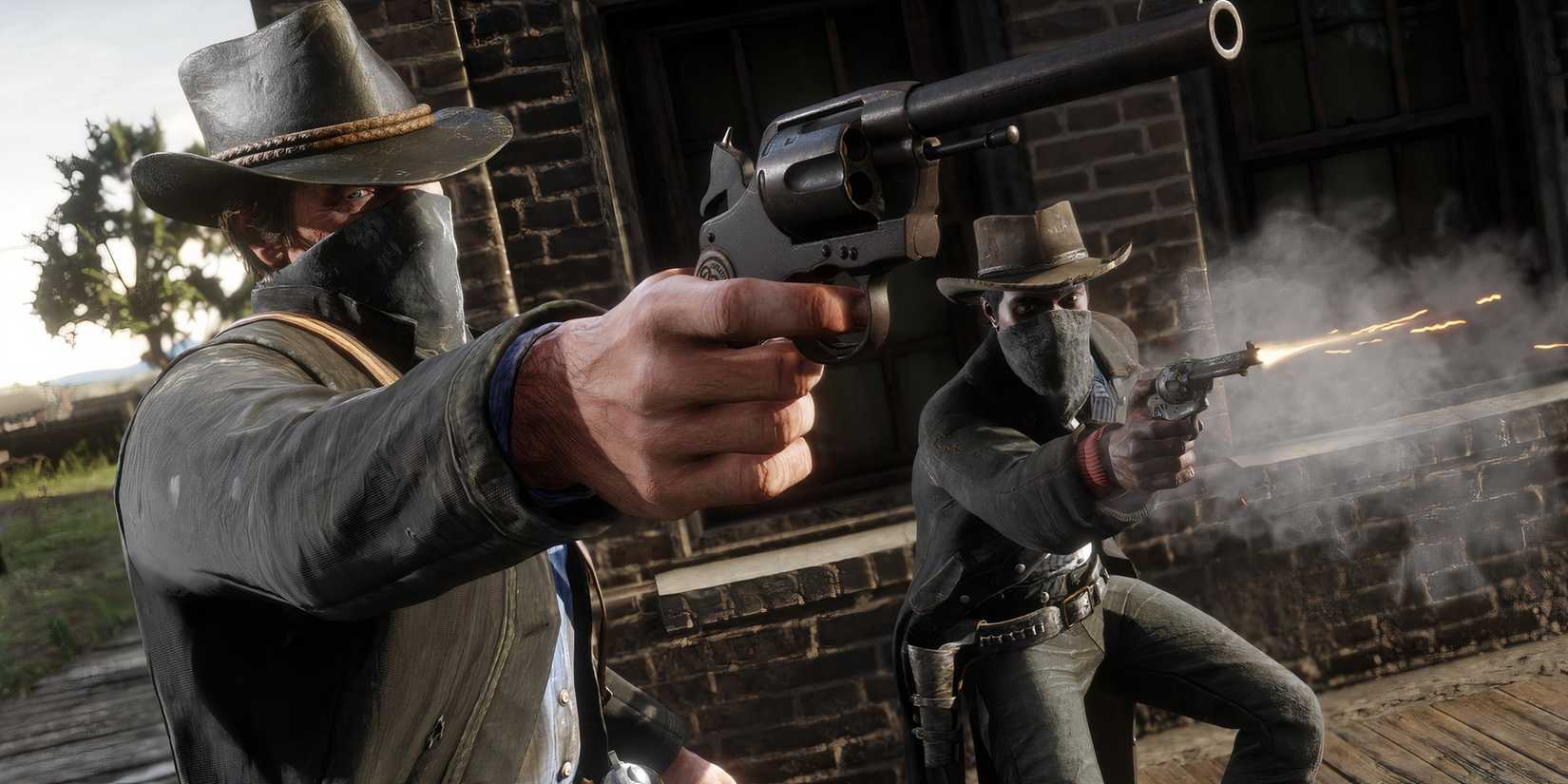 Characters shooting their guns in RDR2.