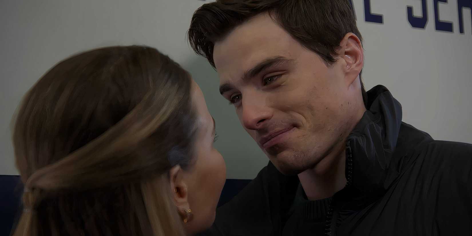 Jocelyn Hudon as Lizzie Novak and Michael Bradway as Jack Damon in Chicago Fire