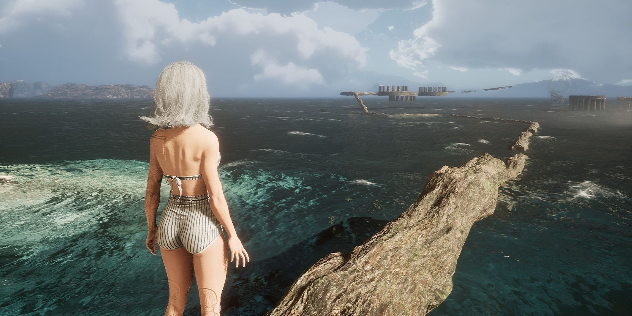 Clair Obscur Gestral Beach 1 Parkour course with Lune looking out 