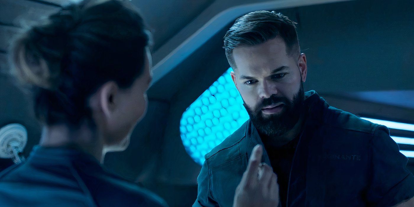 Clarissa Mao giving Amos a badge in The Expanse