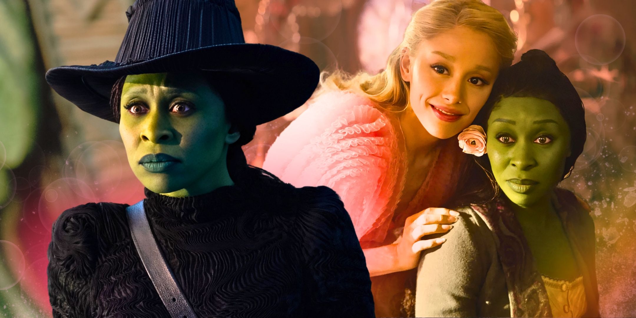 Cynthia Erivo as Elphaba and Ariana Grande as Galinda in Wicked