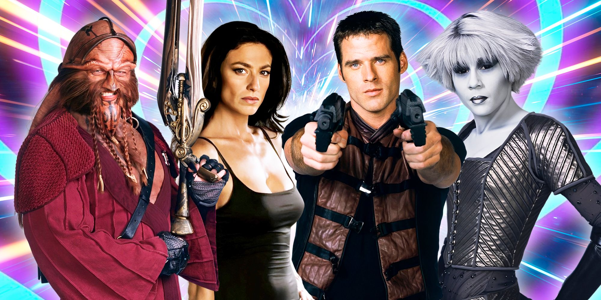 Crichton, Chiana, Aeryn, and D'Argo from Farscape