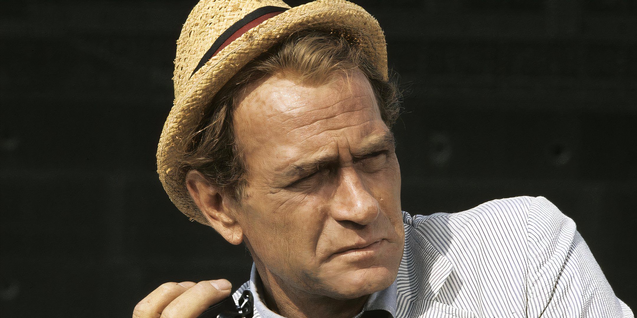 Darren McGavin squints his eyes and looks off into the distance. 
