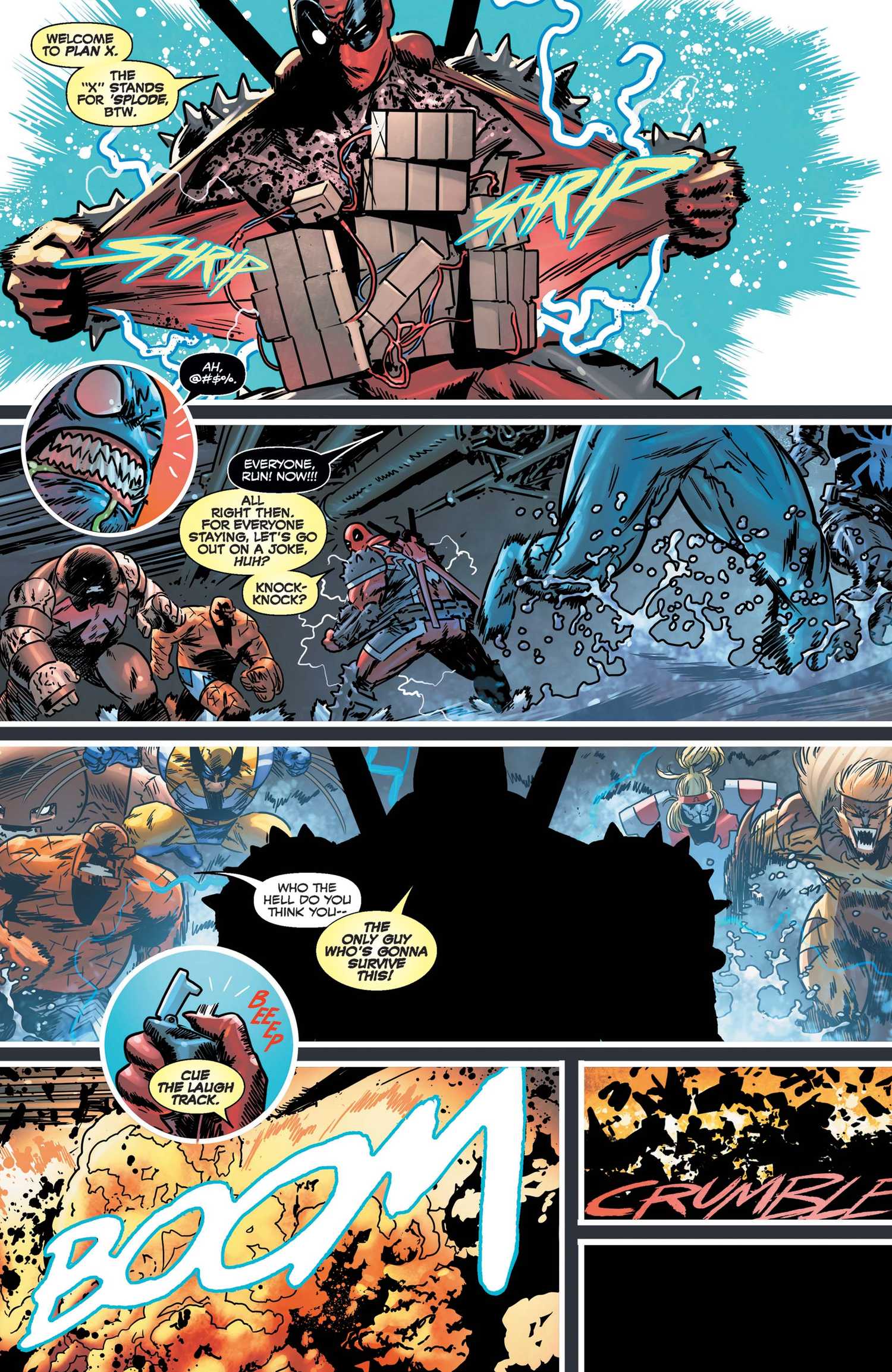 Deadpool blows up Wolverine's evil team in Venom (2018) #28