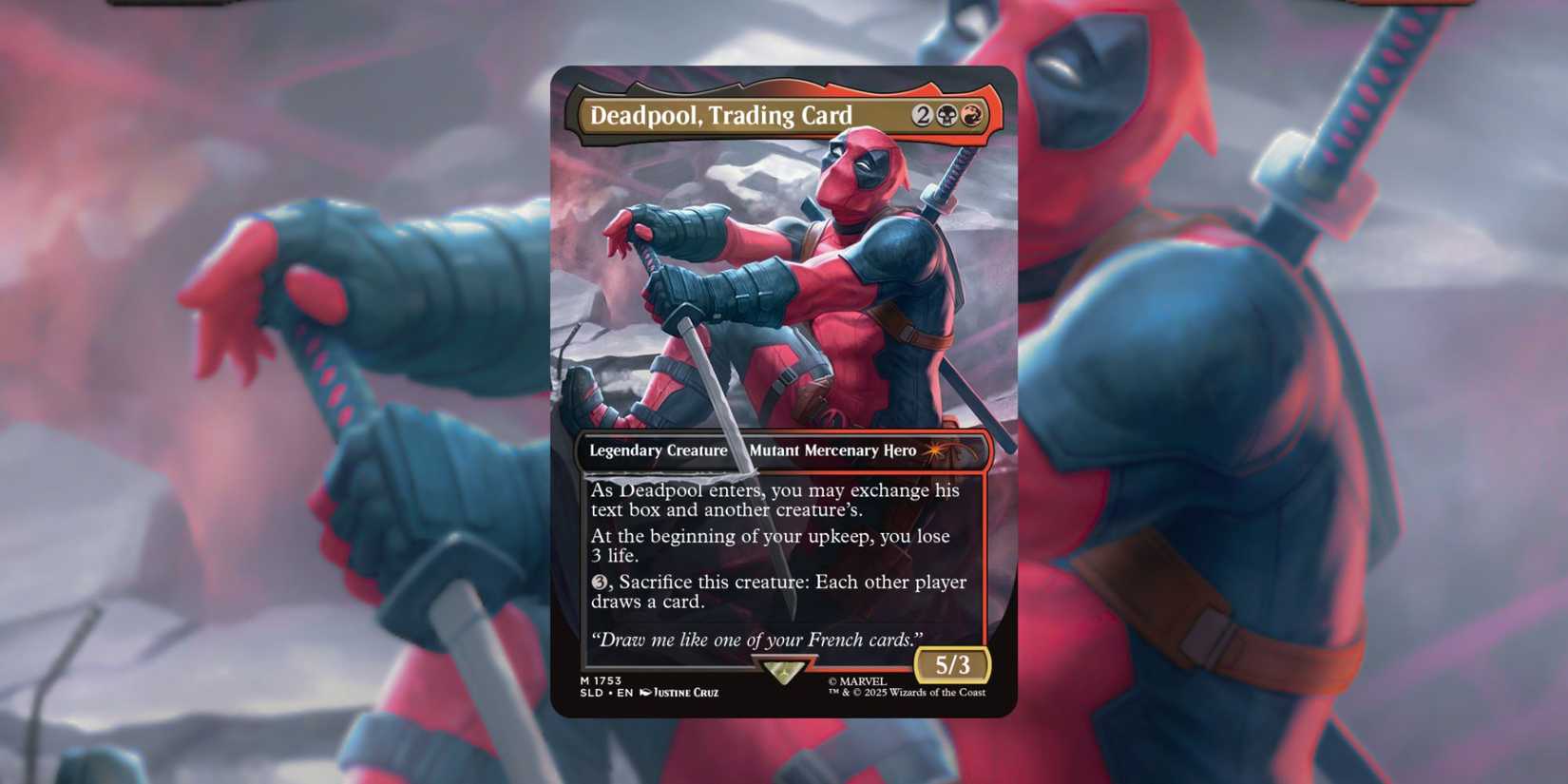 Deadpool, Trading Card from Magic The Gathering's new Deadpool Secret Lair