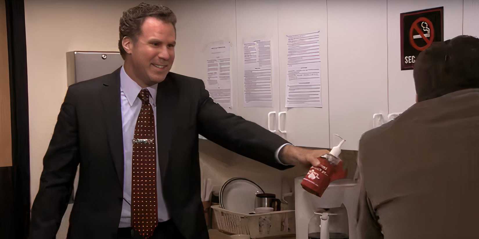 Deangelo tries to convince Andy to drink soap in The Office