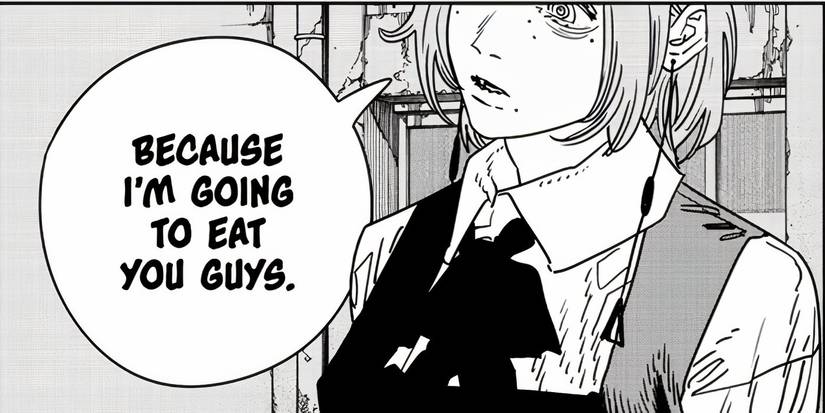 The Death Devil telling Fami and the Fake Chainsaw Man that she's going to eat them.