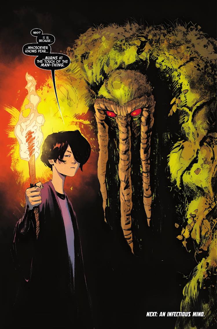 Deathdream Stands Next to Man-Thing and Tells His Team Not to Fear