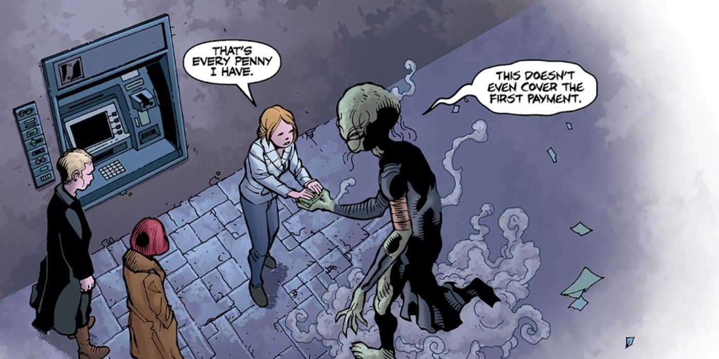Debt Collector Demon receives Buffy Summers first student loan payment in Buffy the Vampire Slayer Season Nine #2