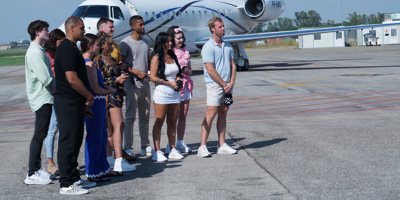Destination X's cast on a tarmac