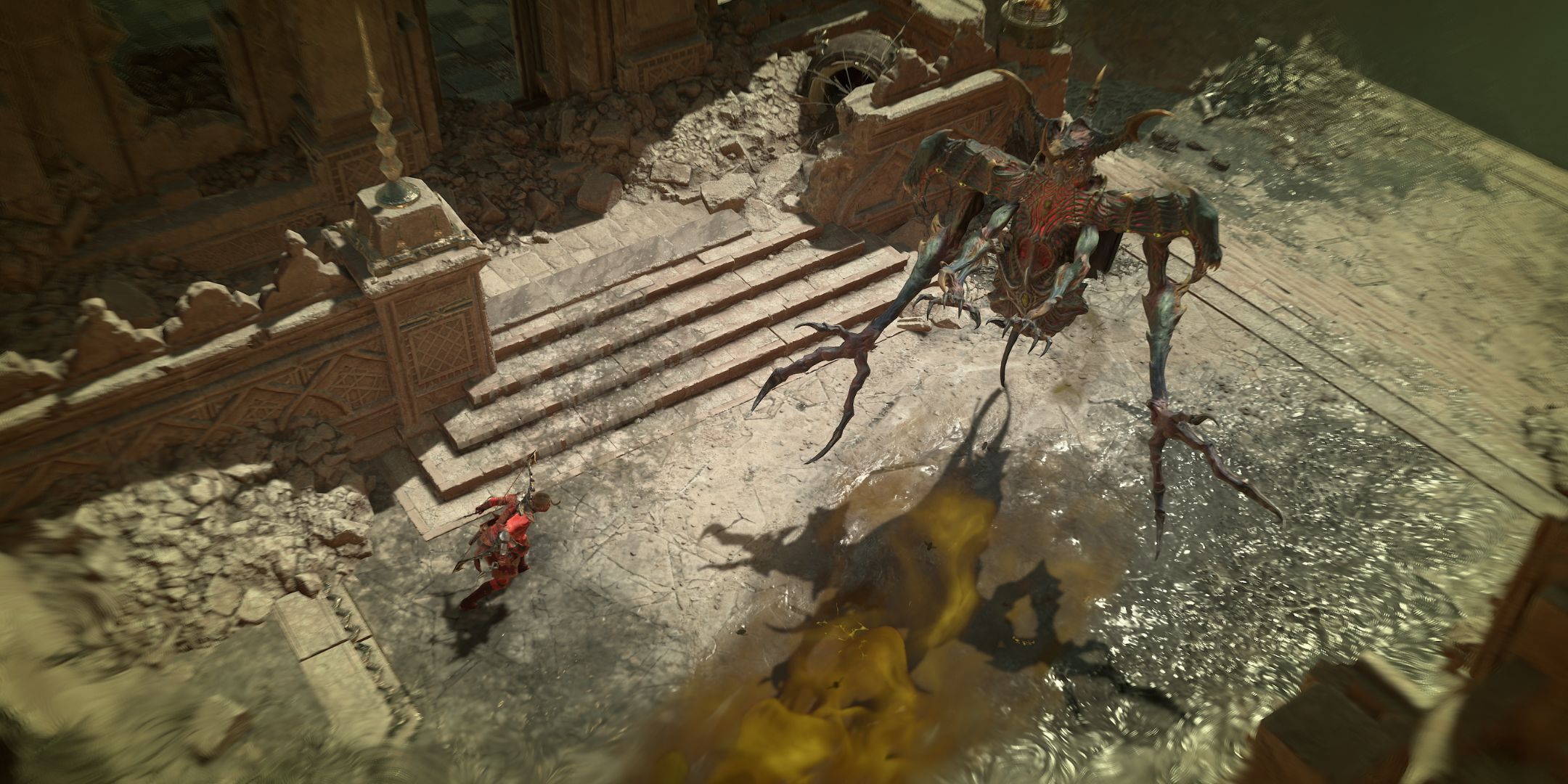 Diablo 4 Season 8 Belials Return image of a character fighting small Belial