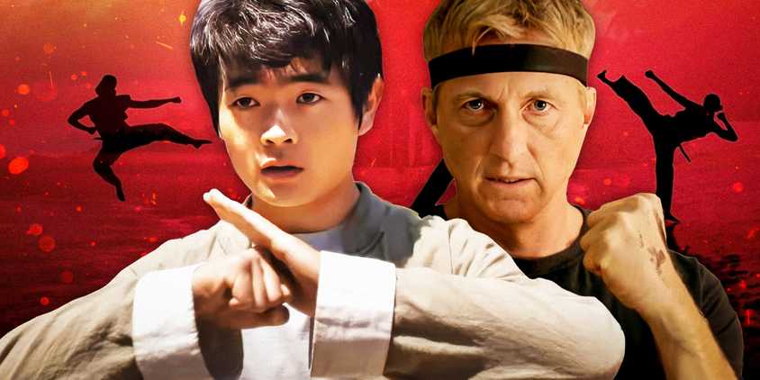 Ben Wang as Li Fong in Karate Kid: Legends and William Zabka as Johnny Lawrence in Cobra Kai