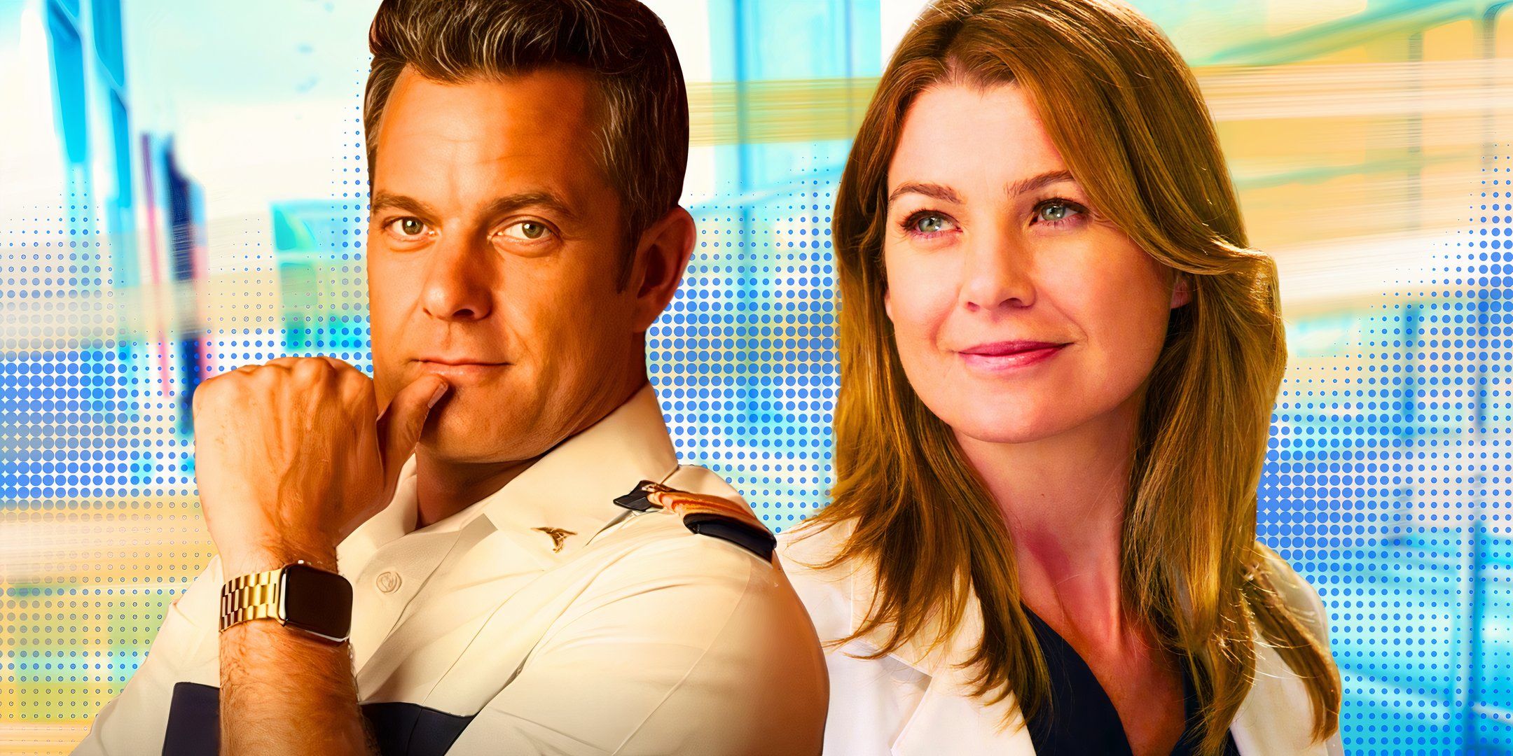 Joshua Jackson as Max in Doctor Odyssey and Ellen Pompeo as Meredith in Grey&rsquo;s Anatomy.