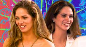 The Bachelor’s Kelsey Anderson looks surprised and smiles in a montage image