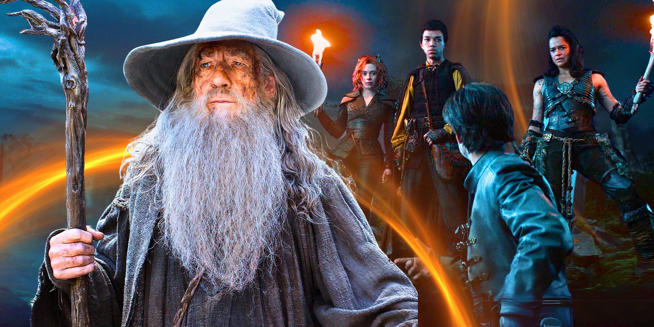 A custom image of the Honor Among Thieves party with Gandalf from the Lord of the Rings movies