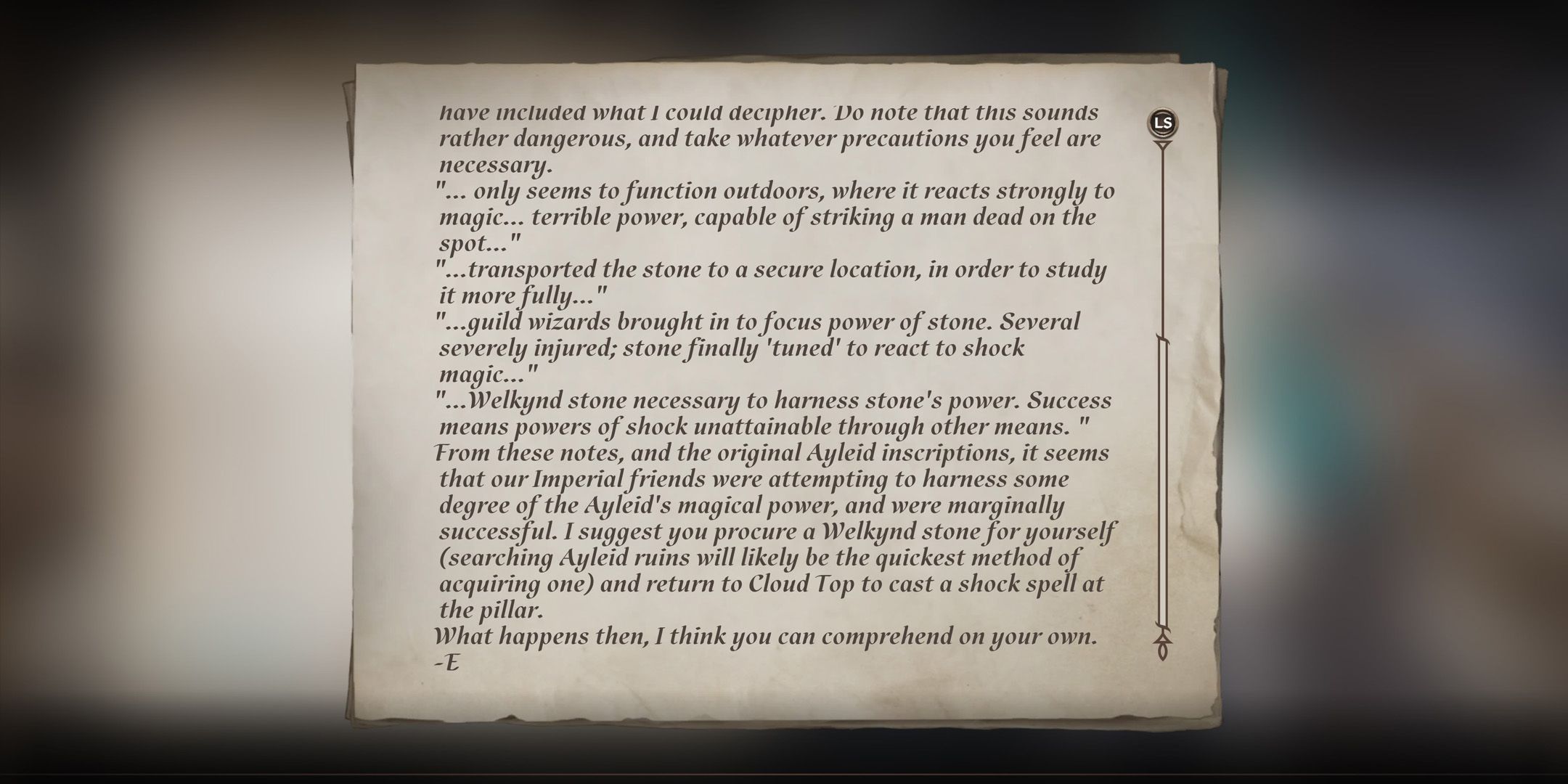 Earana's Notes Oblivion