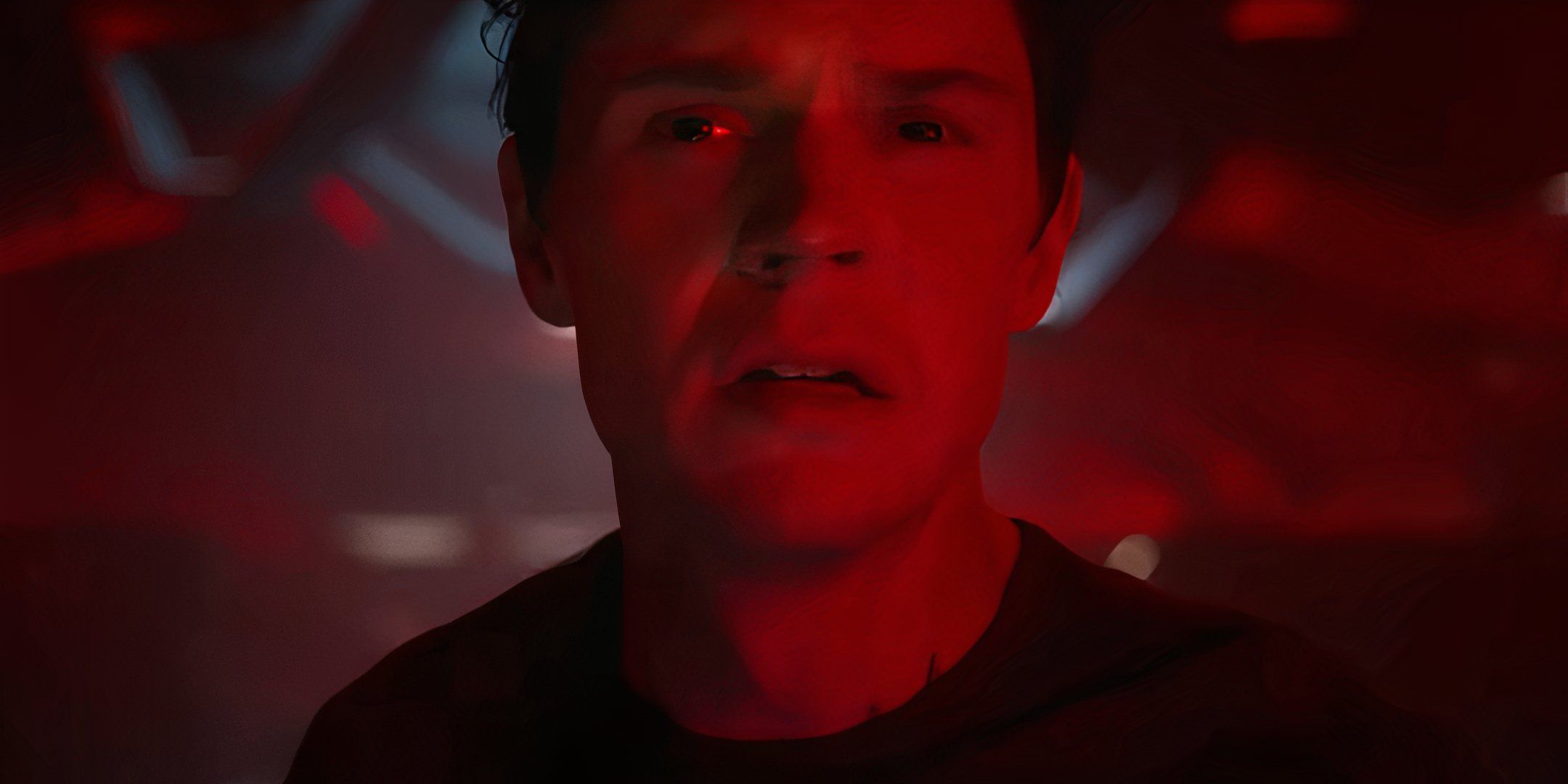 Evan Peters looking worried in Tron: Ares