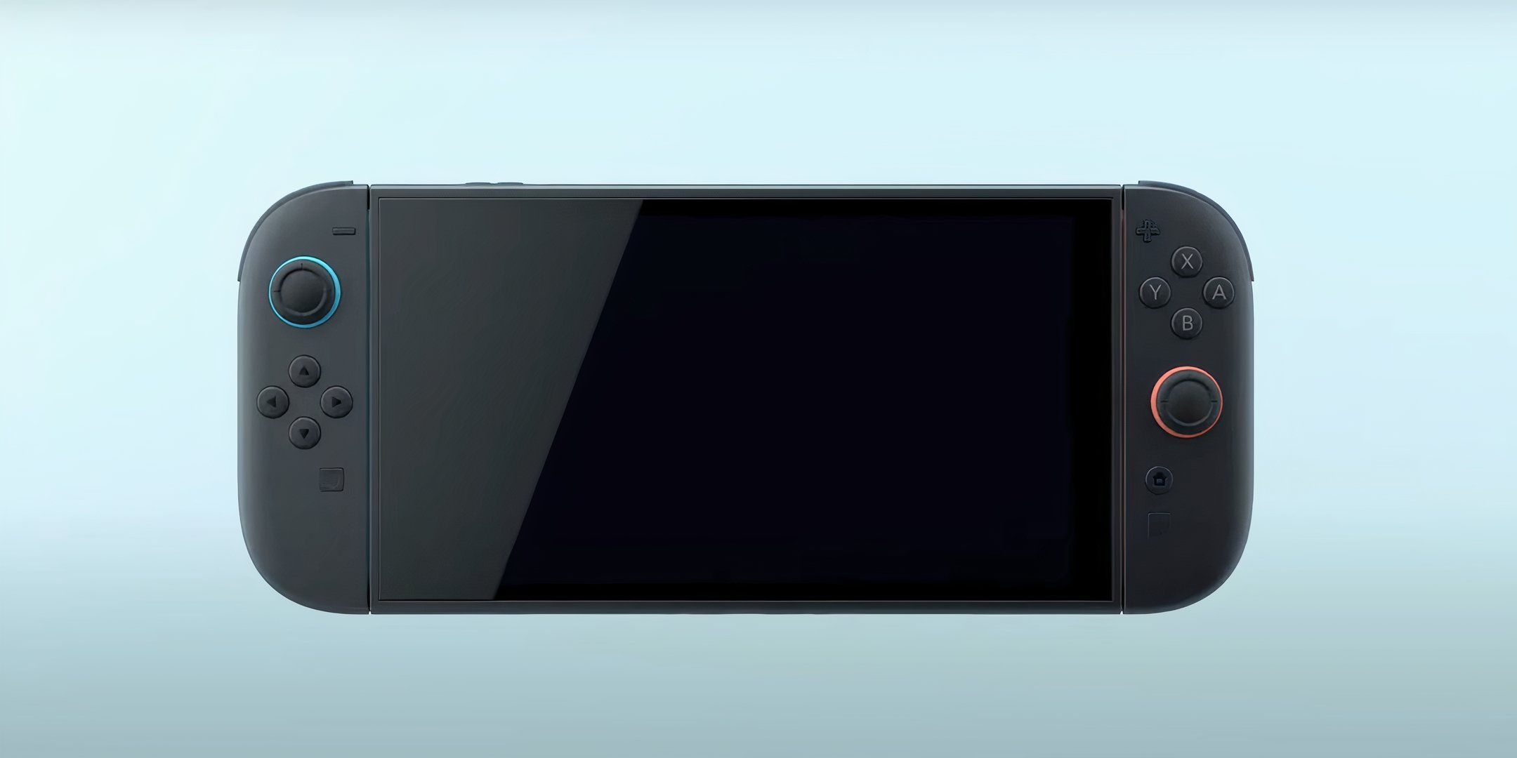 The Nintendo Switch in handheld mode with a gray background.