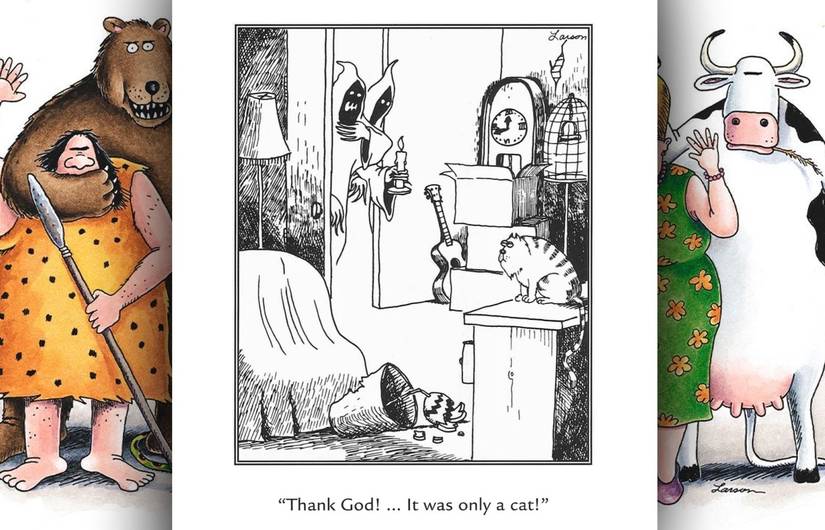 far side ghosts scared by cat comic