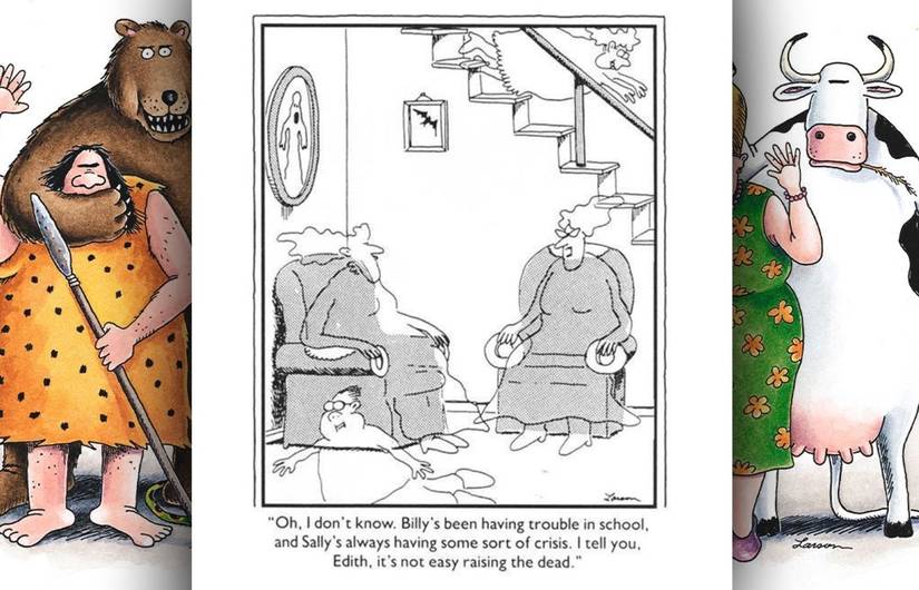 far side raising the dead pun comic