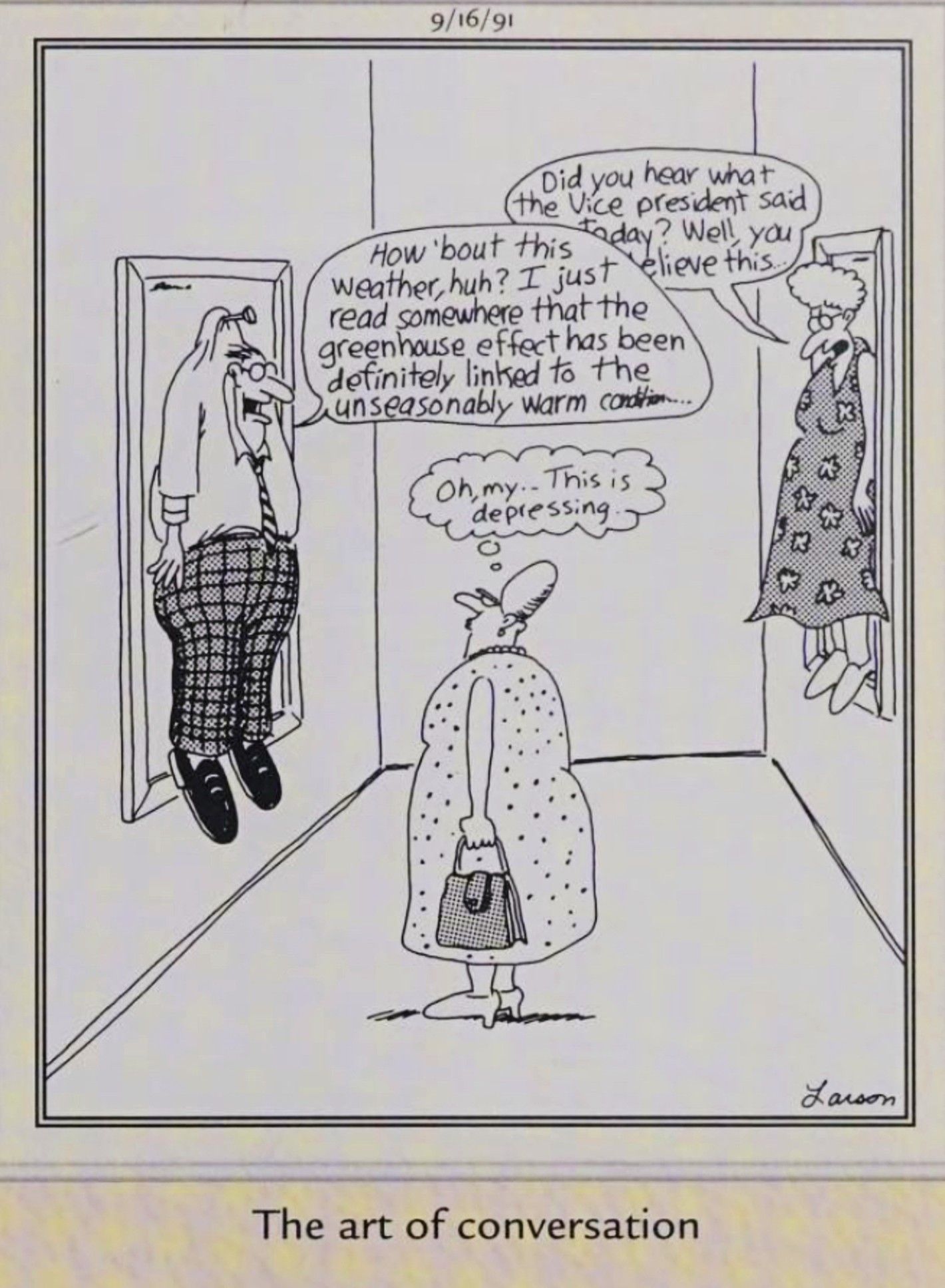 Far Side, September 16, 1991, depicting &lsquo;the art of conversation&rsquo;