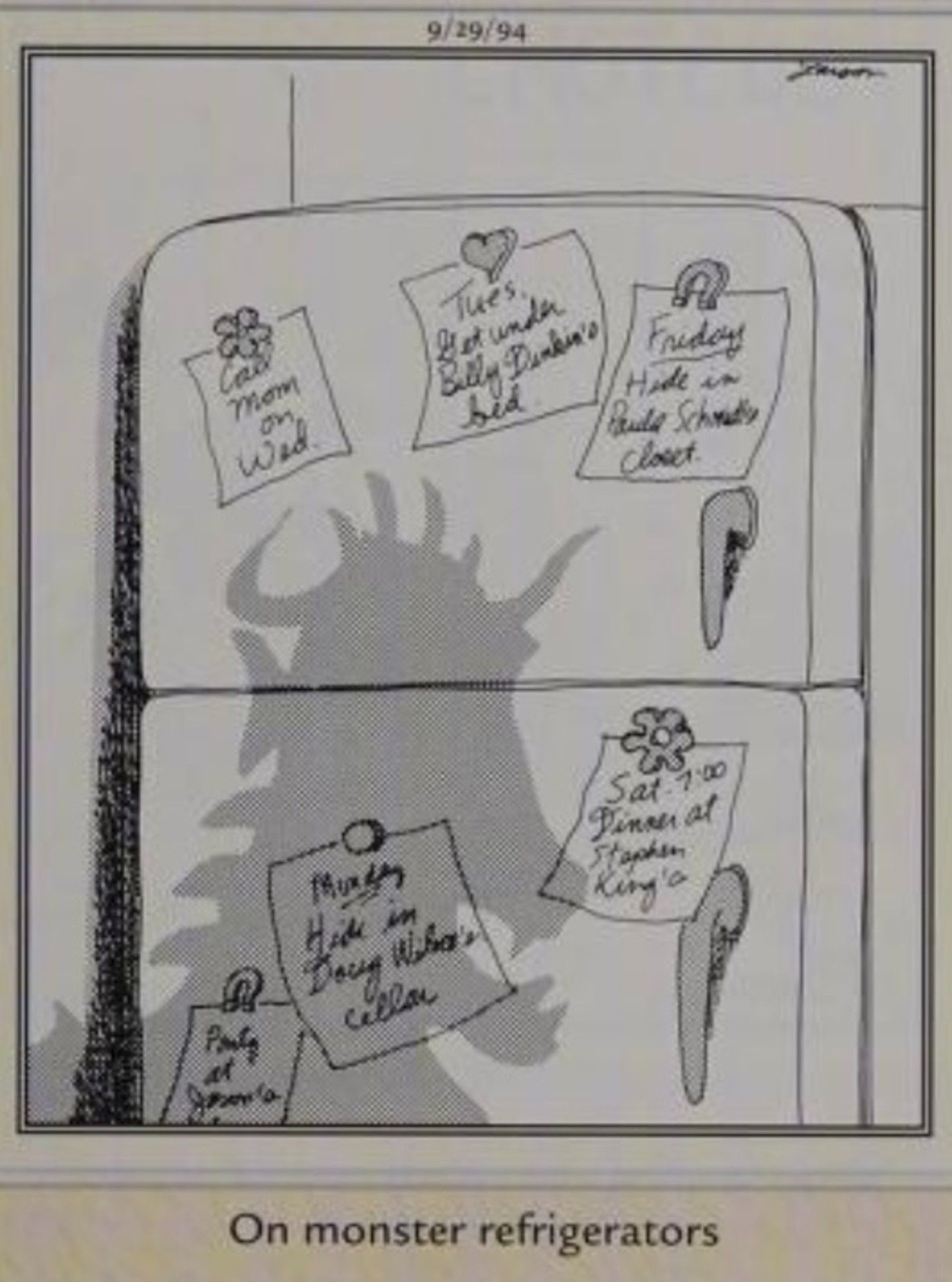 Far Side, September 29, 1994, notes on &lsquo;monster refrigerators&rsquo;