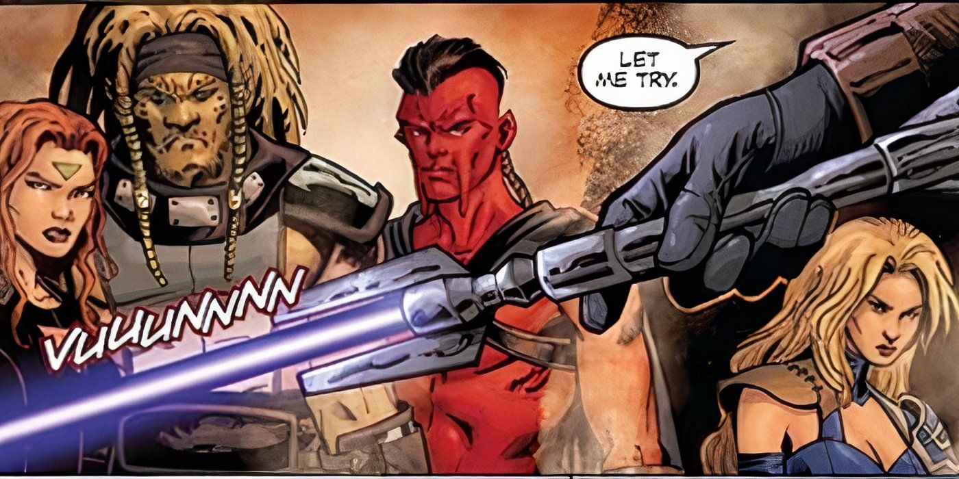 Forcesaber ignited in front of ancient Jedi.