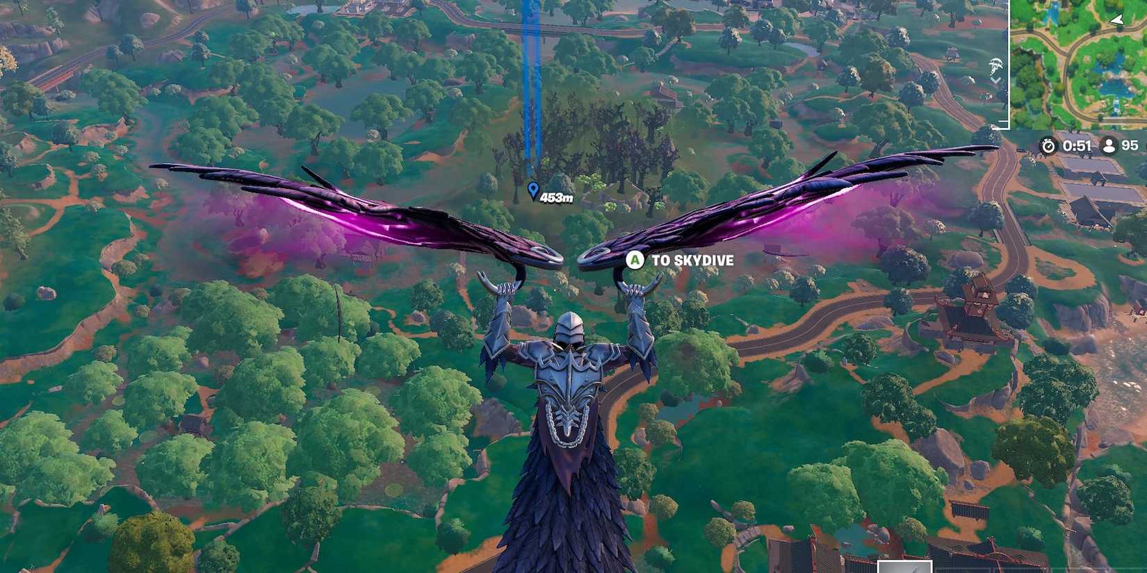 Fortnite flying over the Living Forest