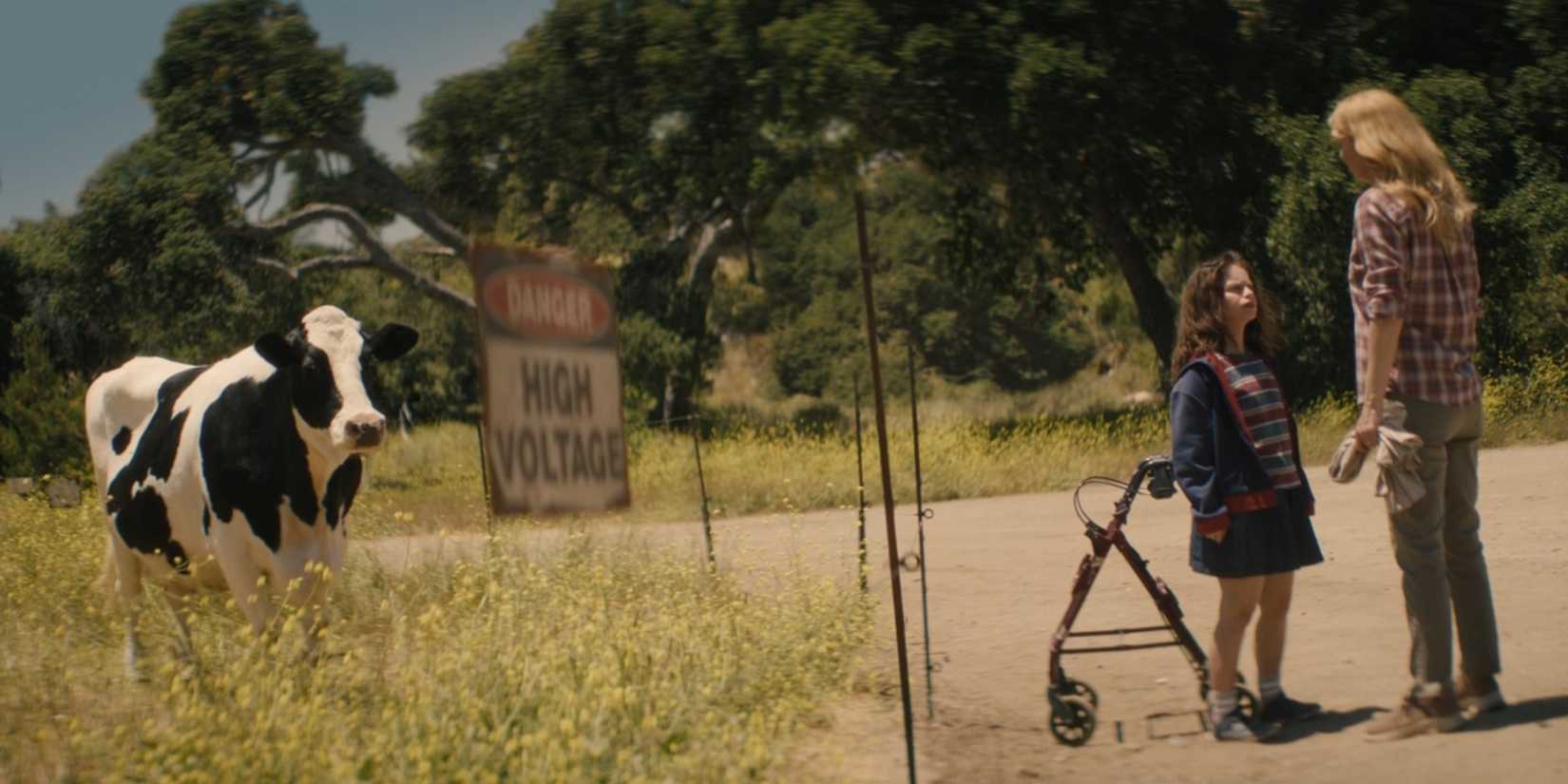 Natalia Grace and Kristine Barnett argue in front of an electric fence and a cow in Good American Familly episode 4