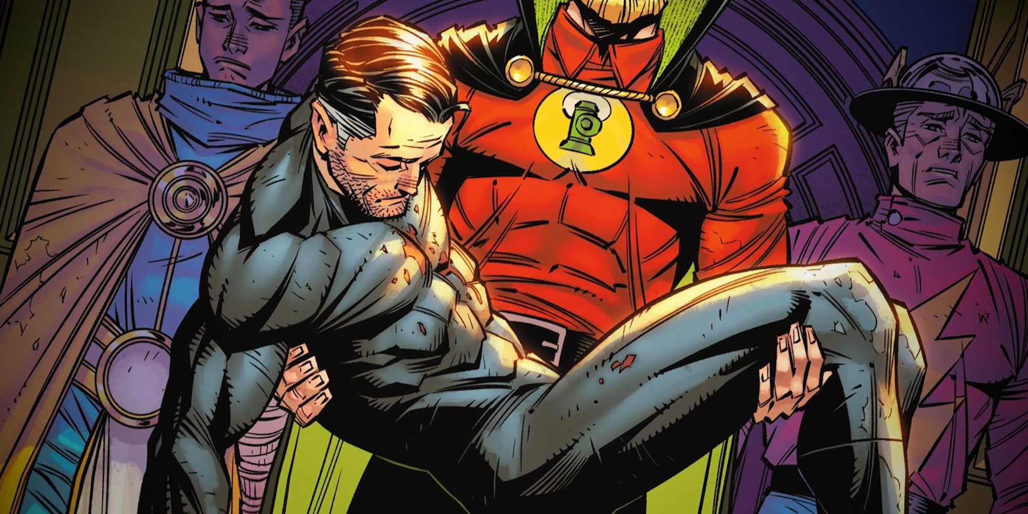 Green Lantern Carries Dead Body of Wildcat in DC Comics