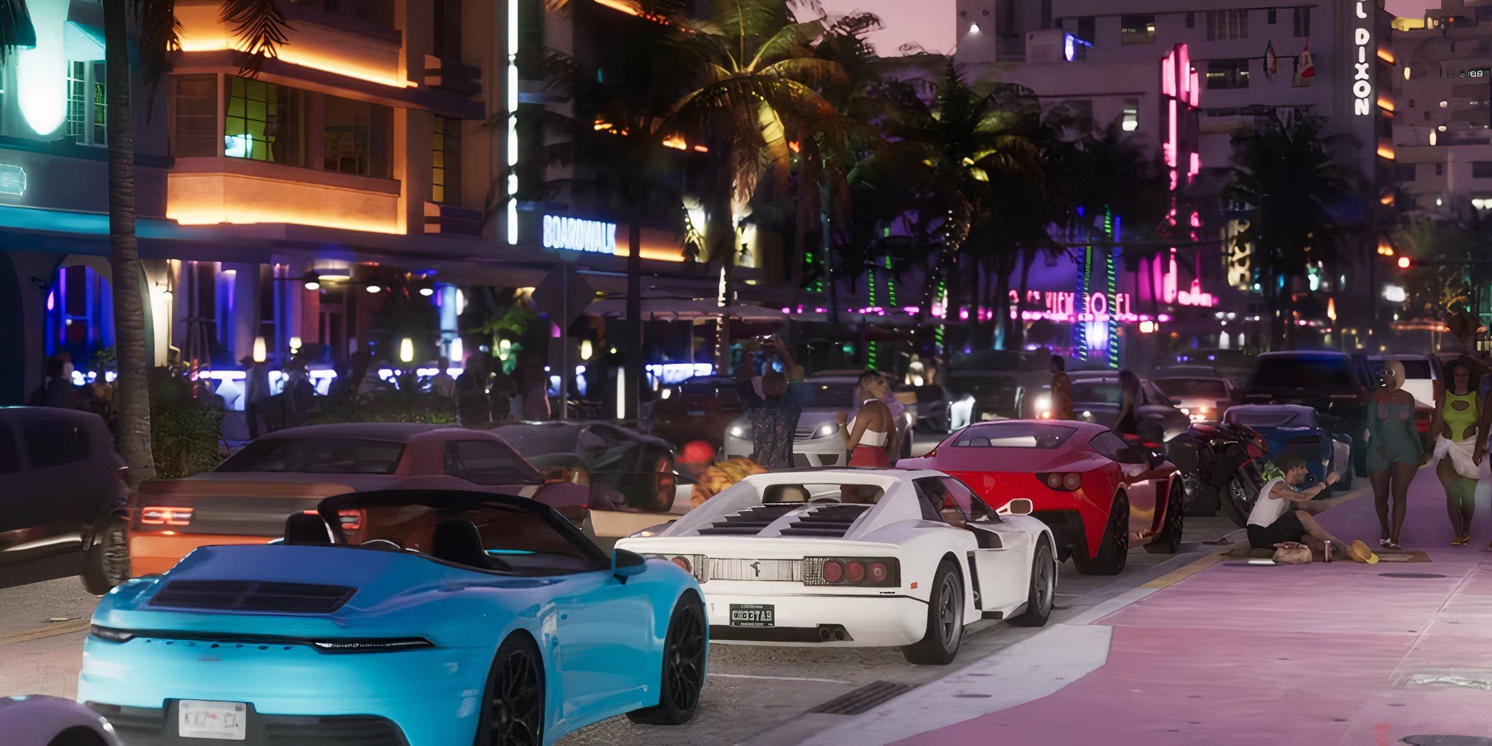 Cars lining up on GTA 6&rsquo;s Ocean Drive