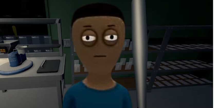 Handler looking at the screen in Schedule 1