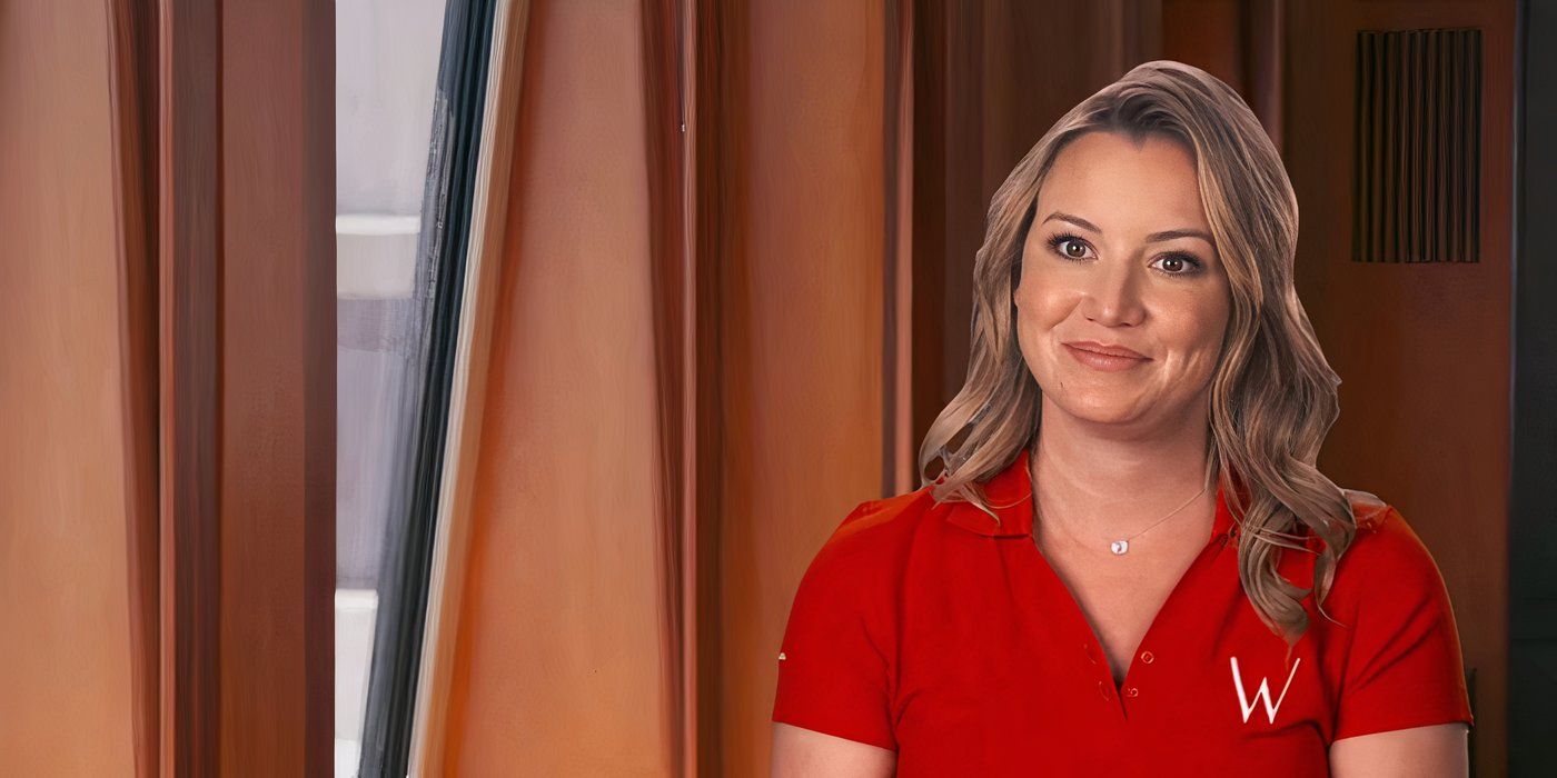 Below Deck Mediterranean's Hannah Ferrier wearing a red uniform