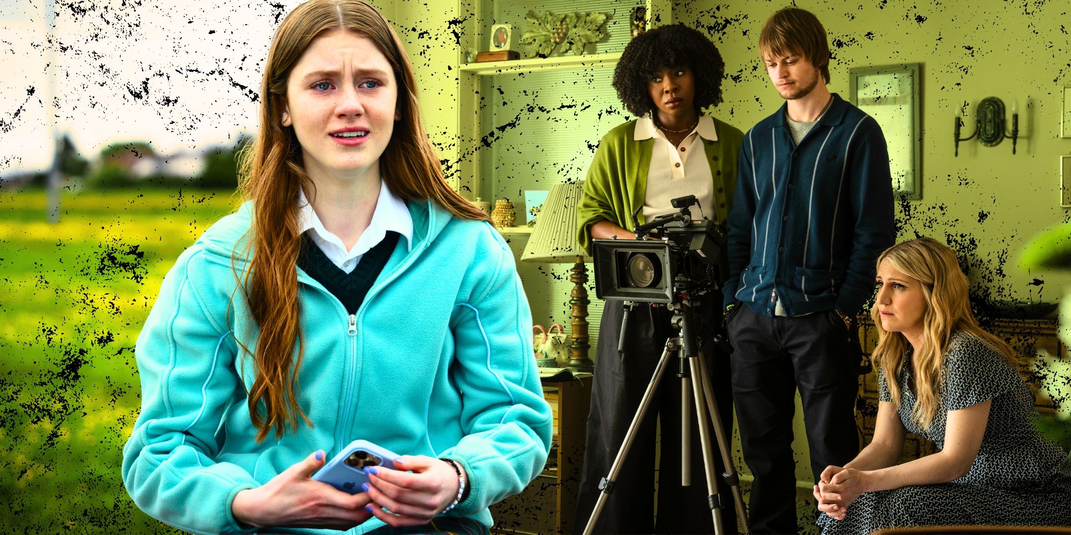 Khiyla Aynne as Hazel Reed, Tamera Tomakili as Ivy Campbell, Connor Paton as Tyler, and Annaleigh Ashford as Melissa Reed in Happy Face, episode 6, season 1