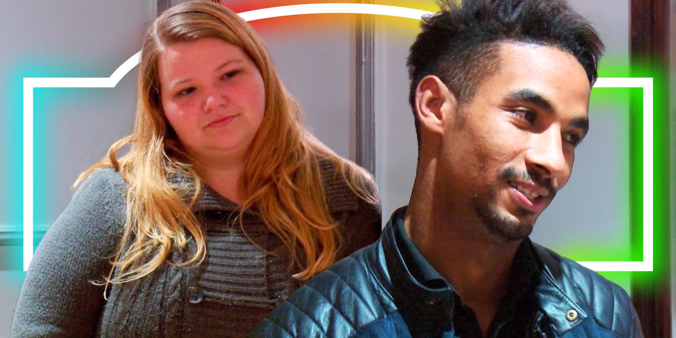 90 Day Fiancé's Nicole Nafziger looks serious and Azan Tefou has a slight smile.