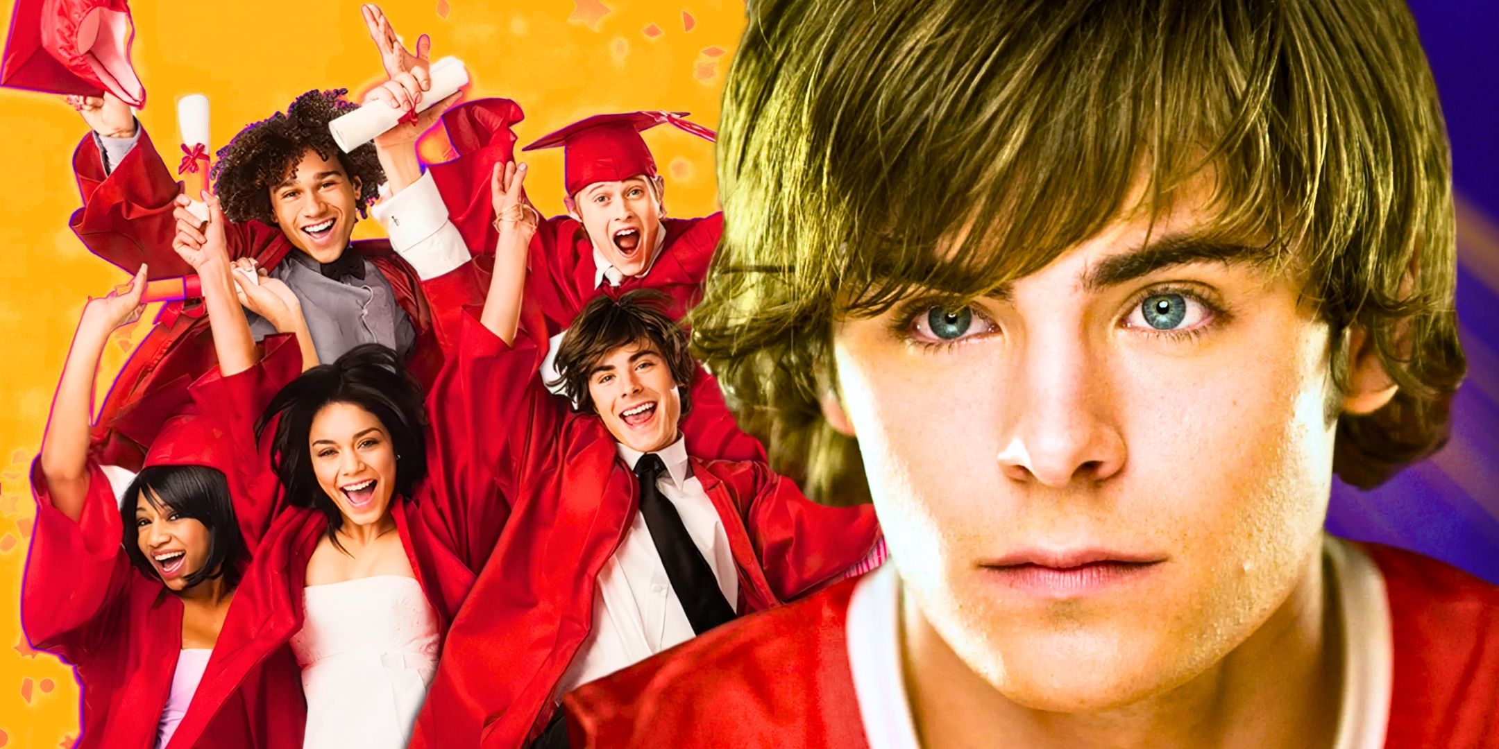 Zac Efron as Troy Bolton and the cast of High School Musical  3