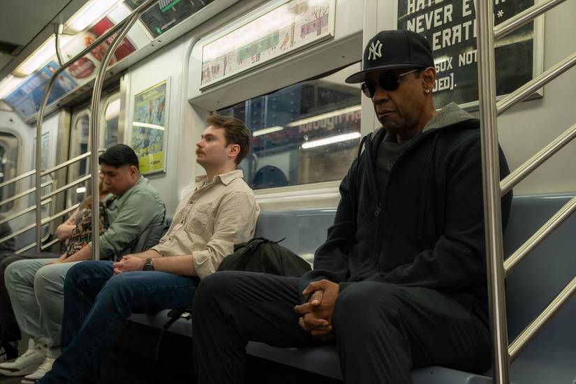 Denzel Washington riding the subway in Highest 2 Lowest