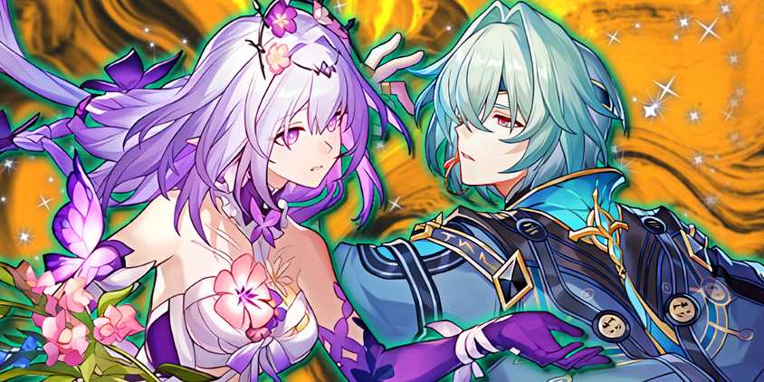 Honkai Star Rail's Castorice and Anaxa pose next to each other.