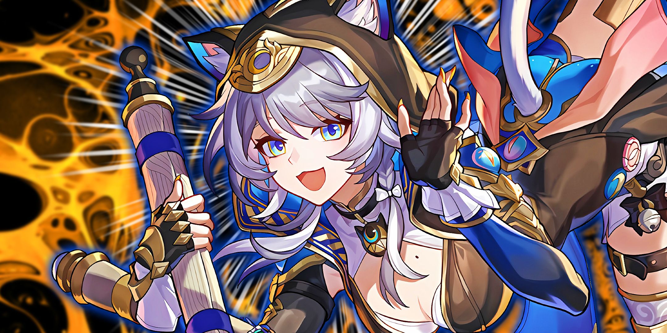 Honkai Star Rail&rsquo;s Cipher holds a scroll and smiles.