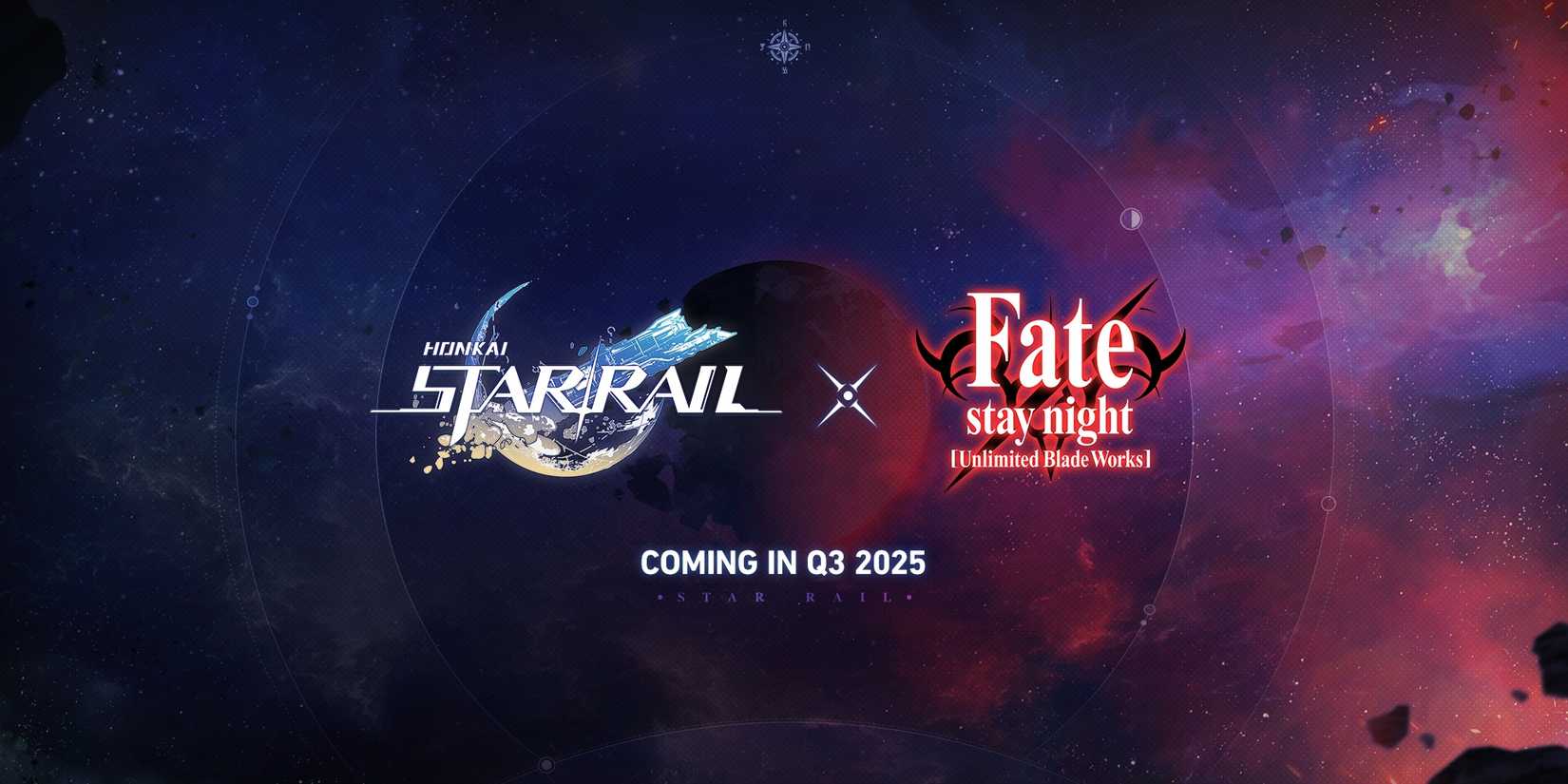 Honkai Star Rail's Fate Stay Night Unlimited Blade Works collab announcement features a broken plannet.
