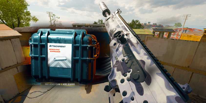 The Monolithic Suppressor and CR-56 AMAX in front of Firing Range In BO6