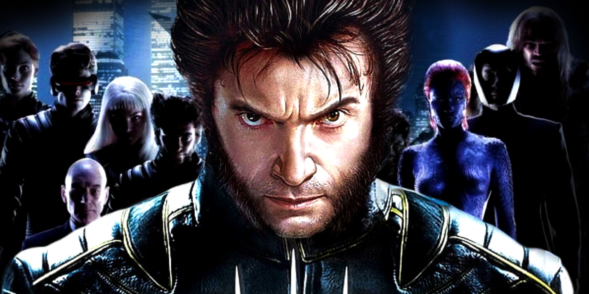 Hugh Jackman&rsquo;s Wolverine leads the heroic and villainous mutants in Bryan Singer&rsquo;s 2000 X-Men movie poster