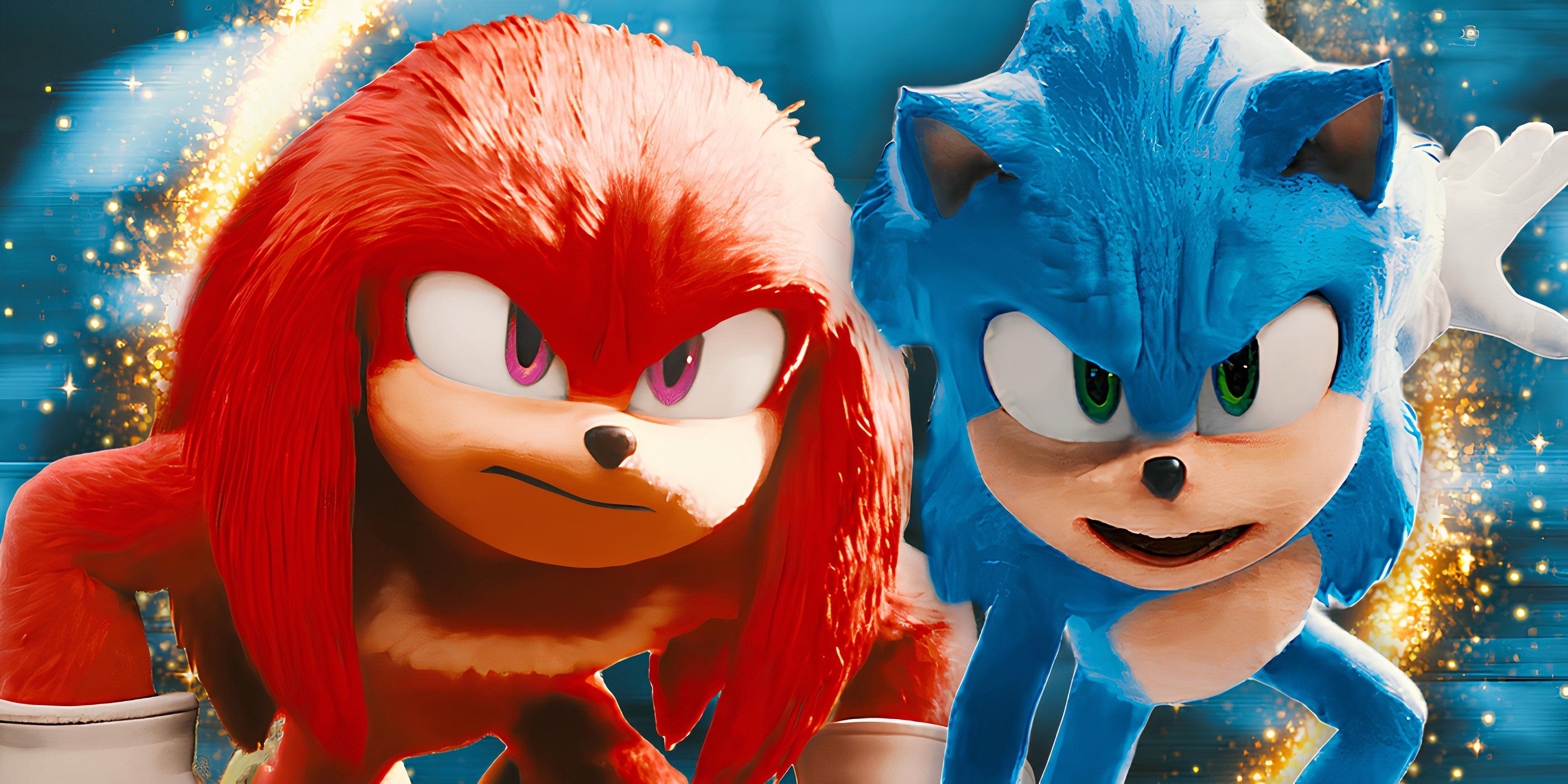 An edited image of Sonic and Knuckles in the Sonic the Hedgehog franchise.